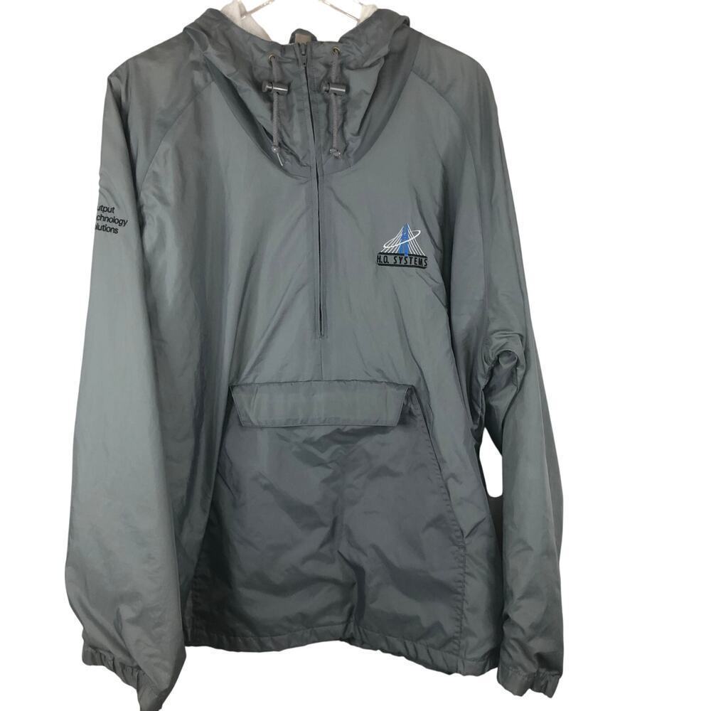 Vintage Tri-Mountain Hooded 1/2 Zip Pullover Wind Jacket Mens Gray Size XL